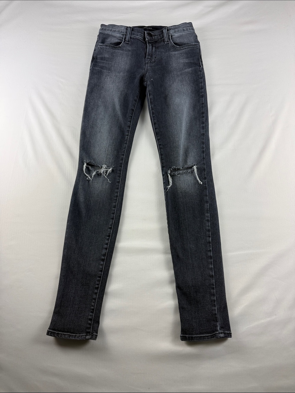 J Brand Black Distressed Super Skinny Jeans Women’s 25 Low Rise Like New